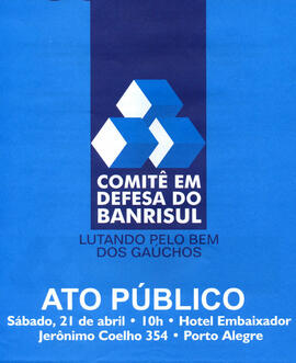 Folheto de convocação do Ato Público em Defesa do Banrisul