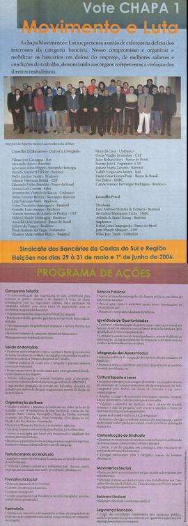 Folheto: Proposta Chapa 1 - Movimento e Luta